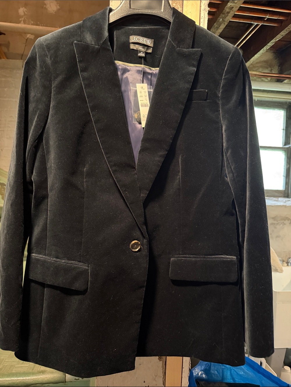 J. Crew Black Velvet Single-Button Blazer